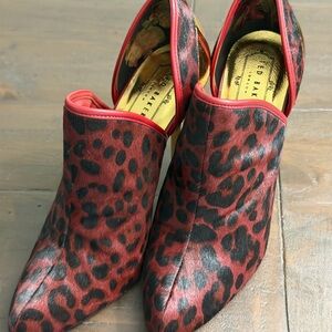 Ted Baker Bold Red Leopard Ankle Booties